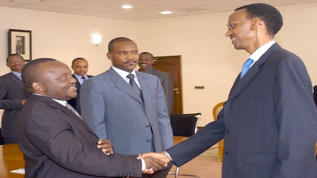 Emmanuel Ndahiro (middle), Personal Doctor, Security Advisor, External Intelligence Chief and Business Partner of Rwandan General Paul Kagame  (right)