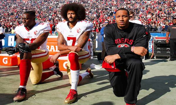 Colin Rand Kaepernick protesting  racial injustice 