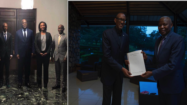 Felix Tshisekedi, Yvonne Makolo, Col Kalibata in  Kinshasa, Vital Kamerhe with Paul Kagame in Kigali,  March 2019