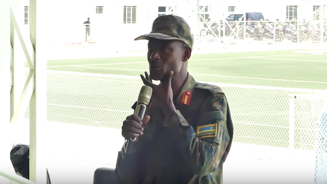 Rwandan General Mubaraka Muganga  with Motorcycle Taxi Drivers in Kigali in Feb 2020