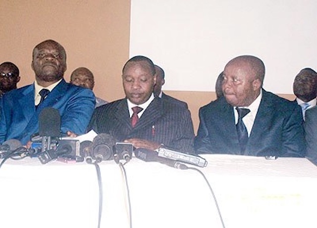 Roger Lumbala (Left) and Francois Rucogoza in Kampala in March 2013